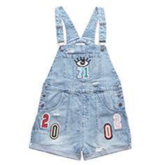 J1MO71 Denim Patched Overall Jumpsuit One Piece Size XS - Picture 1 of 11